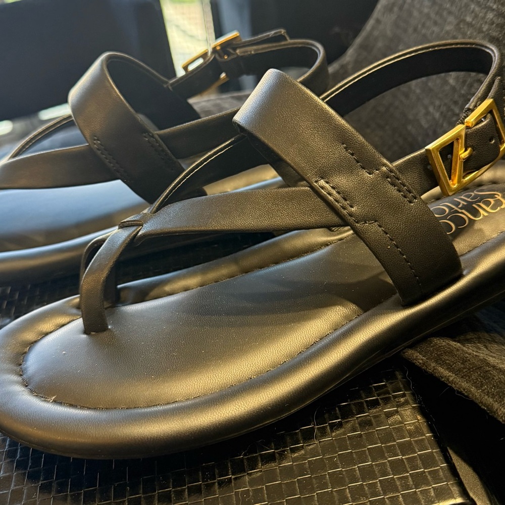 Franco Sarto Black Cross-Strap Sandals - Picture 5 of 7